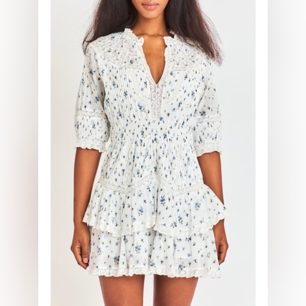 LOVE SHACK FANCY. Clovis Dress- Blue Bird Dream. NEW WITH TAGS